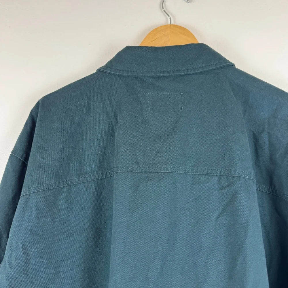 Mode of One Mens‎ Long Sleeve Button Front Utility Shirt Jacket Teal Green XL